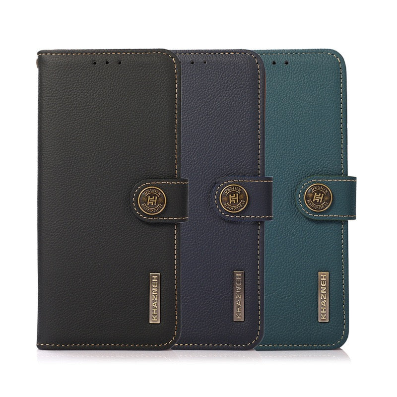Load image into Gallery viewer, [Built-in RFlD Blocking Material] Apple iPhone 16/Plus/Pro/Max - Genuine Leather Flip Stand Wallet Series Case
