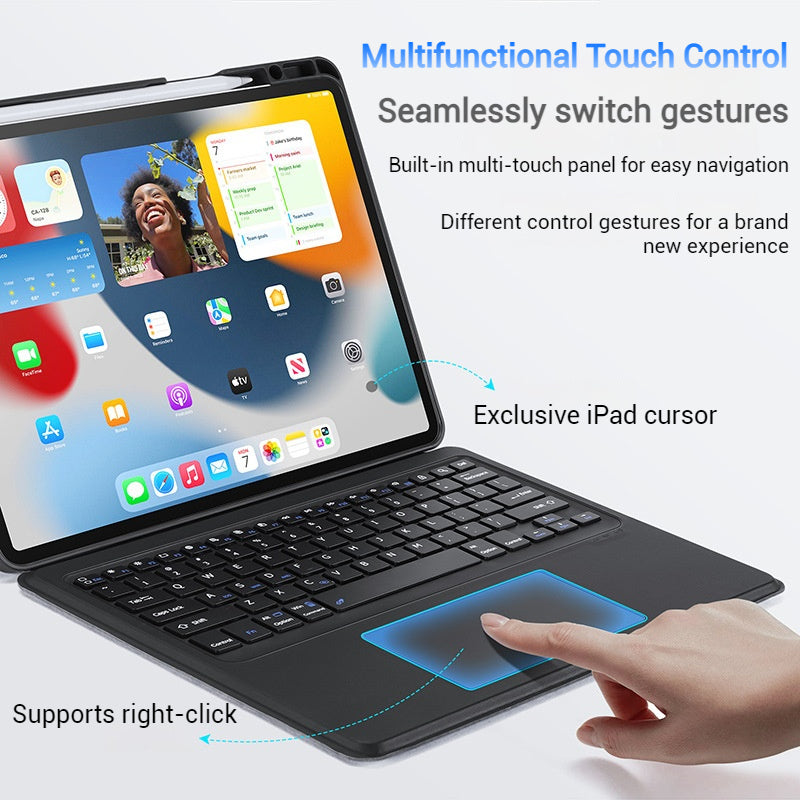 Load image into Gallery viewer, [Detachable][Built-in Pencil Slot] Apple iPad 10 10.9&#39;&#39; 10th Gen (2022) Wireless Bluetooth Touchpad Keyboard Case
