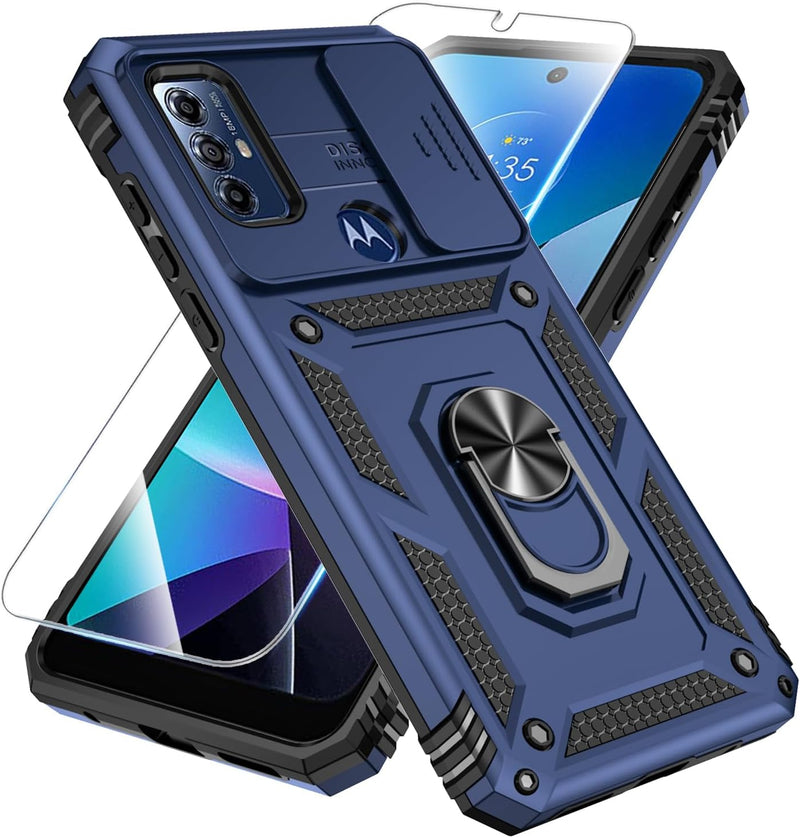 Load image into Gallery viewer, [Magnetic Ring Kickstand][Slide Camera Cover] Motorola Moto G Play 2023/Moto G Pure/Moto G Power 2022 - Shield Shockproof Rugged Heavy Duty Case With 2PC 9H Glass Screen Protector
