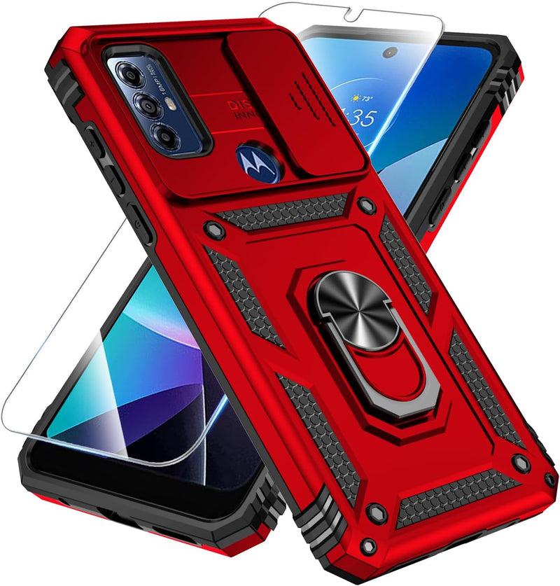 Load image into Gallery viewer, [Magnetic Ring Kickstand][Slide Camera Cover] Motorola Moto G Play 2023/Moto G Pure/Moto G Power 2022 - Shield Shockproof Rugged Heavy Duty Case With 2PC 9H Glass Screen Protector
