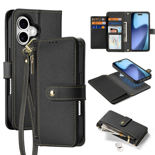 [Detachable][Magsafe Compatible] Apple iPhone 17/Air/Pro/Pro Max Multi-functional Leather Wallet Case With Card Slot