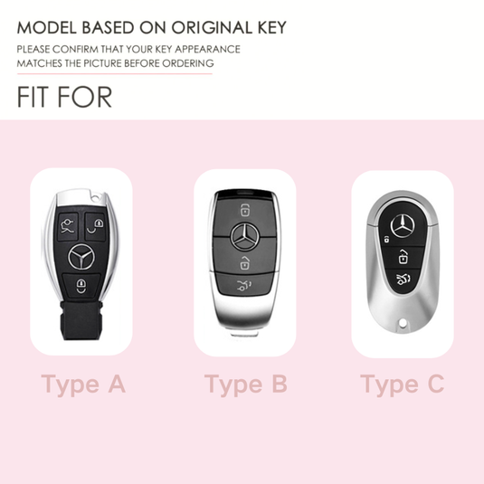 Mercedes Benz Luxury Diamond Pattern Key Fob Case For A-Class, C-Class, E-Class, S-Class, A200L, C260L, E300L & GLC300
