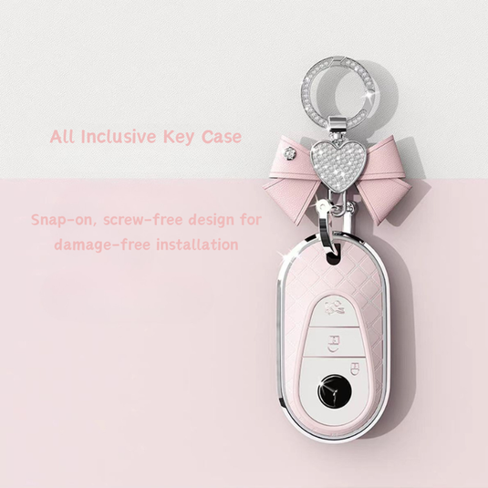 Mercedes Benz Luxury Diamond Pattern Key Fob Case For A-Class, C-Class, E-Class, S-Class, A200L, C260L, E300L & GLC300