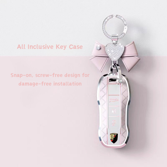 Porsche Luxury Diamond Pattern Key Fob Case For Macan, Panamera, Cayenne, 911/718 & Taycan
