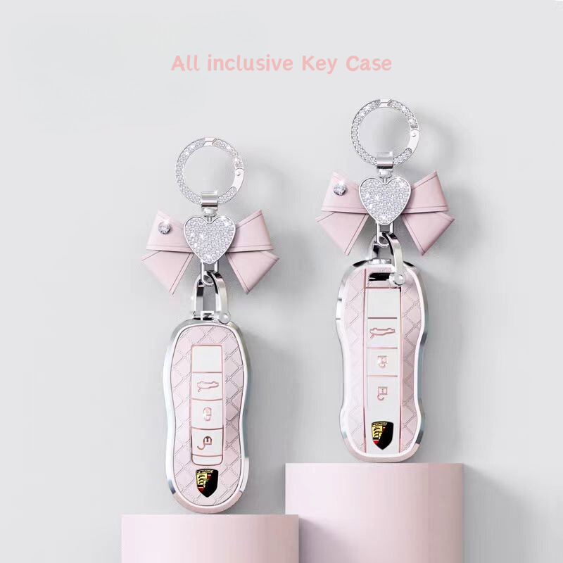 Load image into Gallery viewer, Porsche Luxury Diamond Pattern Key Fob Case For Macan, Panamera, Cayenne, 911/718 &amp; Taycan
