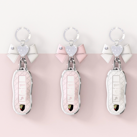 Porsche Luxury Diamond Pattern Key Fob Case For Macan, Panamera, Cayenne, 911/718 & Taycan