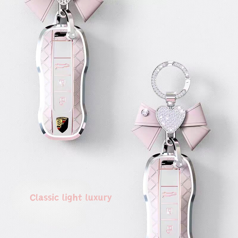 Load image into Gallery viewer, Porsche Luxury Diamond Pattern Key Fob Case For Macan, Panamera, Cayenne, 911/718 &amp; Taycan
