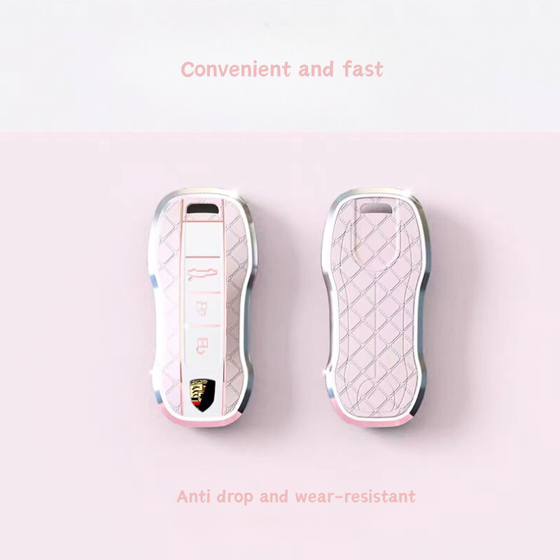 Load image into Gallery viewer, Porsche Luxury Diamond Pattern Key Fob Case For Macan, Panamera, Cayenne, 911/718 &amp; Taycan
