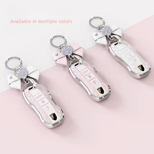 Porsche Luxury Diamond Pattern Key Fob Case For Macan, Panamera, Cayenne, 911/718 & Taycan