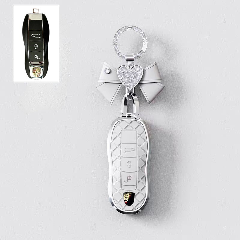Load image into Gallery viewer, Porsche Luxury Diamond Pattern Key Fob Case For Macan, Panamera, Cayenne, 911/718 &amp; Taycan
