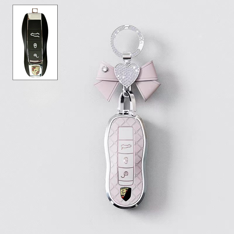 Load image into Gallery viewer, Porsche Luxury Diamond Pattern Key Fob Case For Macan, Panamera, Cayenne, 911/718 &amp; Taycan

