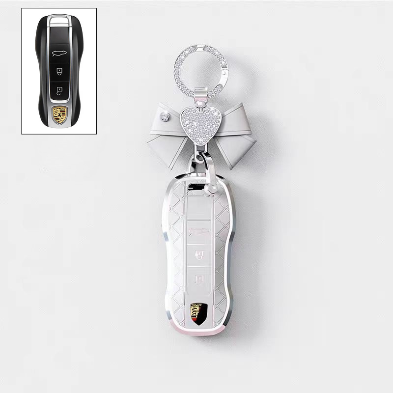 Load image into Gallery viewer, Porsche Luxury Diamond Pattern Key Fob Case For Macan, Panamera, Cayenne, 911/718 &amp; Taycan
