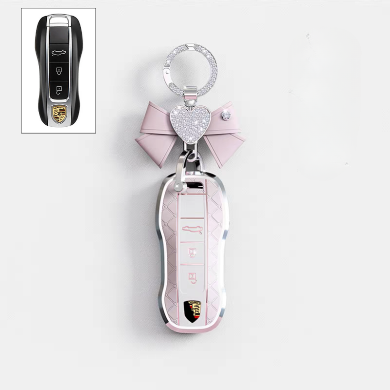Load image into Gallery viewer, Porsche Luxury Diamond Pattern Key Fob Case For Macan, Panamera, Cayenne, 911/718 &amp; Taycan
