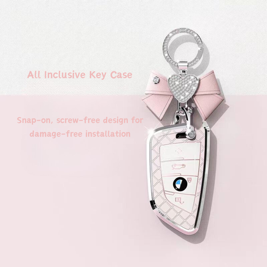 BMW Luxury Diamond Pattern Key Fob Case For X1, X2, X3, X4, X5, X6, X7 & 1, 3, 5, 7 Series