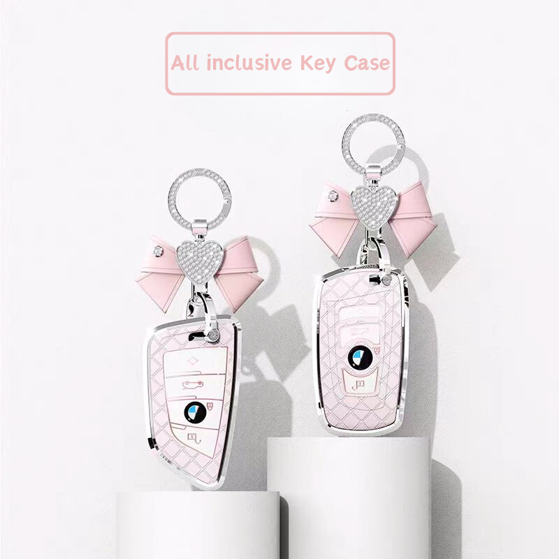 Load image into Gallery viewer, BMW Luxury Diamond Pattern Key Fob Case For X1, X2, X3, X4, X5, X6, X7 &amp; 1, 3, 5, 7 Series
