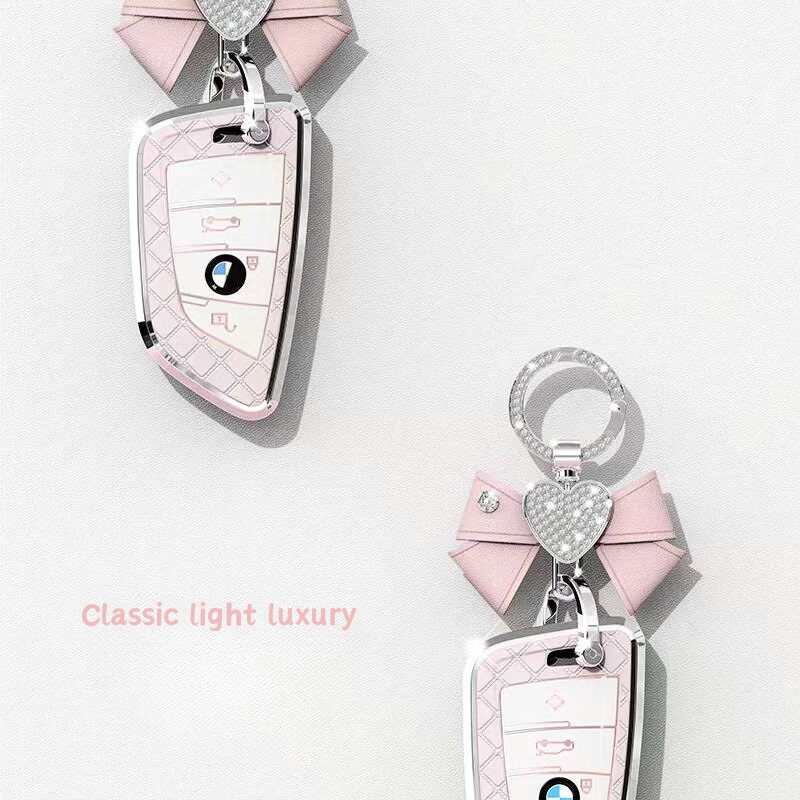 Load image into Gallery viewer, BMW Luxury Diamond Pattern Key Fob Case For X1, X2, X3, X4, X5, X6, X7 &amp; 1, 3, 5, 7 Series
