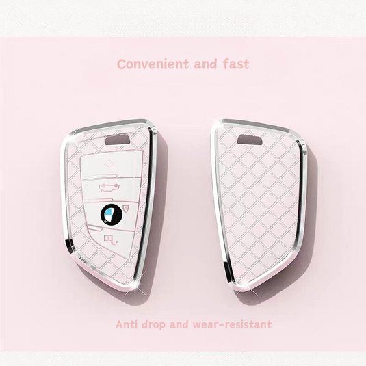 BMW Luxury Diamond Pattern Key Fob Case For X1, X2, X3, X4, X5, X6, X7 & 1, 3, 5, 7 Series