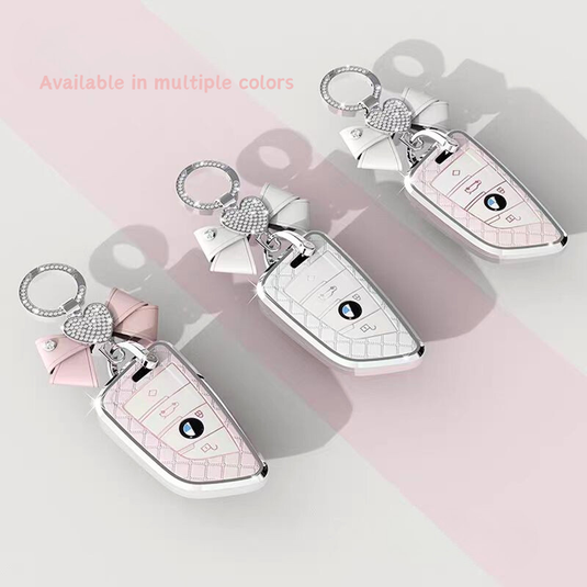 BMW Luxury Diamond Pattern Key Fob Case For X1, X2, X3, X4, X5, X6, X7 & 1, 3, 5, 7 Series