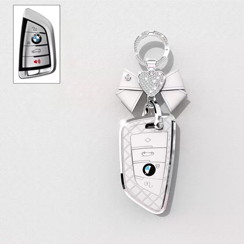 Load image into Gallery viewer, BMW Luxury Diamond Pattern Key Fob Case For X1, X2, X3, X4, X5, X6, X7 &amp; 1, 3, 5, 7 Series
