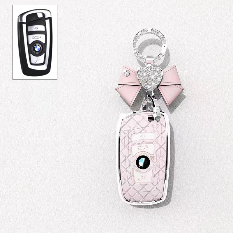 Load image into Gallery viewer, BMW Luxury Diamond Pattern Key Fob Case For X1, X2, X3, X4, X5, X6, X7 &amp; 1, 3, 5, 7 Series
