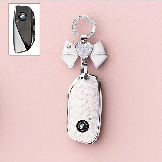 BMW Luxury Diamond Pattern Key Fob Case For X1, X2, X3, X4, X5, X6, X7 & 1, 3, 5, 7 Series