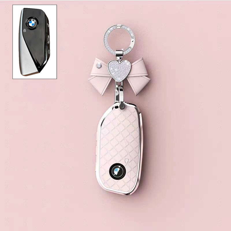 Load image into Gallery viewer, BMW Luxury Diamond Pattern Key Fob Case For X1, X2, X3, X4, X5, X6, X7 &amp; 1, 3, 5, 7 Series
