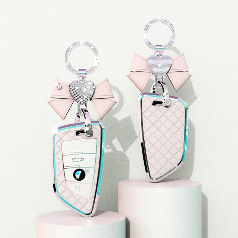 Load image into Gallery viewer, BMW Luxury Diamond Pattern Key Fob Case For X1, X2, X3, X4, X5, X6, X7 &amp; 1, 3, 5, 7 Series
