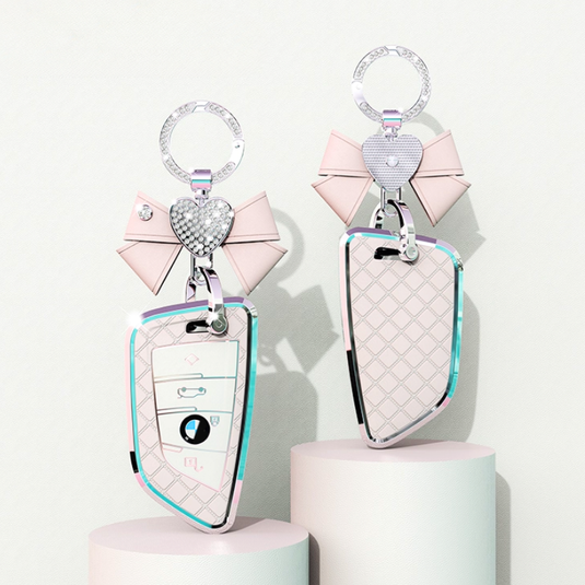 BMW Luxury Diamond Pattern Key Fob Case For X1, X2, X3, X4, X5, X6, X7 & 1, 3, 5, 7 Series