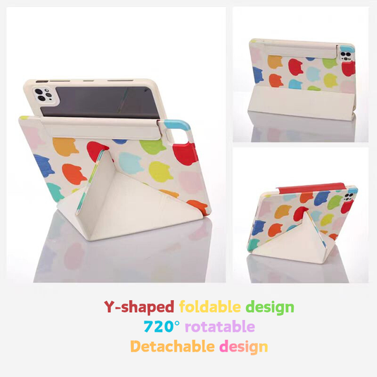 [Detachable] Apple iPad Air 4/5 10.9'' 4/5th Gen (2020/2022) 720° Rotatable Colorful Y-Fold Protective Case with Pen Slot
