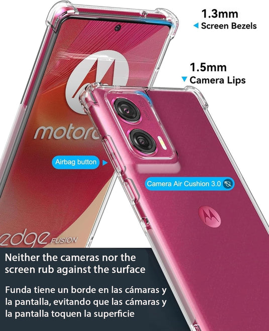 Motorola Edge 50 Fusion  - AirPillow Cushion Transparent Soft Clear TPU Four Corners Protective Case With 2PC 9H Tempered Glass Screen Protector