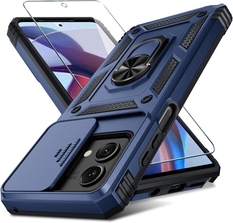 Load image into Gallery viewer, [Magnetic Ring Kickstand][Slide Camera Cover] Motorola Moto G Stylus 5G 2023 - Shield Shockproof Rugged Heavy Duty Case With Screen Protector With 2PC Tempered Glass Screen Protector
