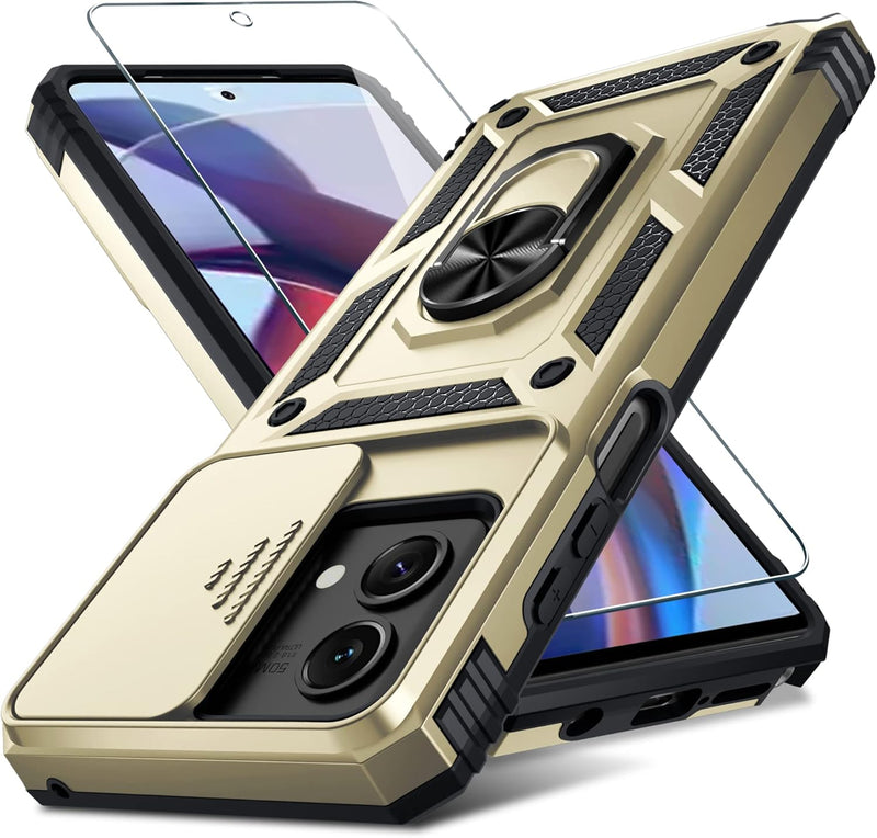 Load image into Gallery viewer, [Magnetic Ring Kickstand][Slide Camera Cover] Motorola Moto G Stylus 5G 2023 - Shield Shockproof Rugged Heavy Duty Case With Screen Protector With 2PC Tempered Glass Screen Protector

