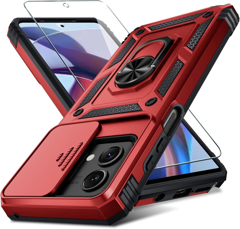 Load image into Gallery viewer, [Magnetic Ring Kickstand][Slide Camera Cover] Motorola Moto G Stylus 5G 2023 - Shield Shockproof Rugged Heavy Duty Case With Screen Protector With 2PC Tempered Glass Screen Protector
