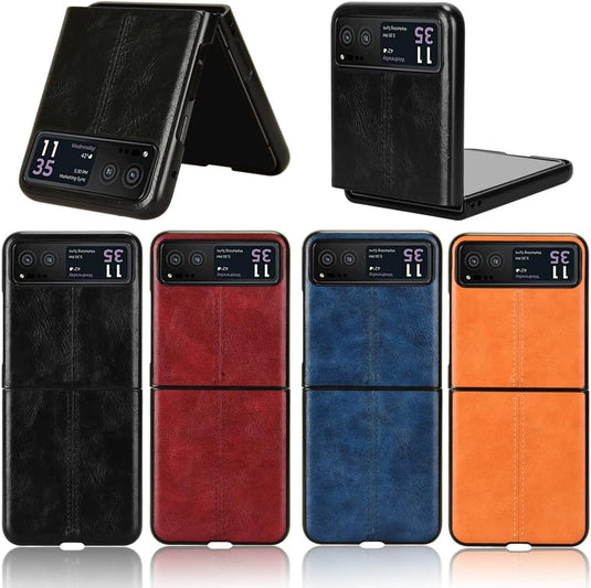 [Built-in Kickstand] Motorola Moto Razr 40/Razr 2023 - PU Leather Shockproof Heavy Duty Case