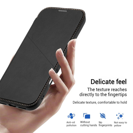 [With Card Slot] Apple iPhone 17/Air/Pro/Pro Max Minimalist Business Flip PU Leather Case