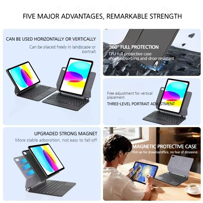 Load image into Gallery viewer, [Detachable] Apple iPad 10.9/11'' 10/11th Gen (2022/2025) Magnetic Magic Touchpad Wireless Bluetooth Keyboard - i-Station Mobile Phone &amp; Electronic Device Repair and Accessories
