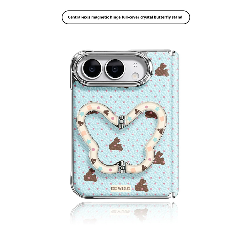 Load image into Gallery viewer, Apple iPhone Fold/Ultra – Premium Faux Leather Full-Coverage Shockproof Case with Magnetic Butterfly Stand
