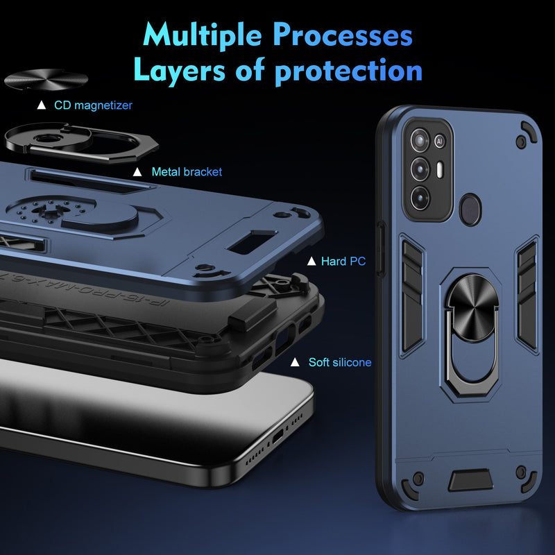 Load image into Gallery viewer, [Built-in Ring Bracket] ZTE Blade A35/A55 Anti-slip Shockproof Heavy Duty Series Case
