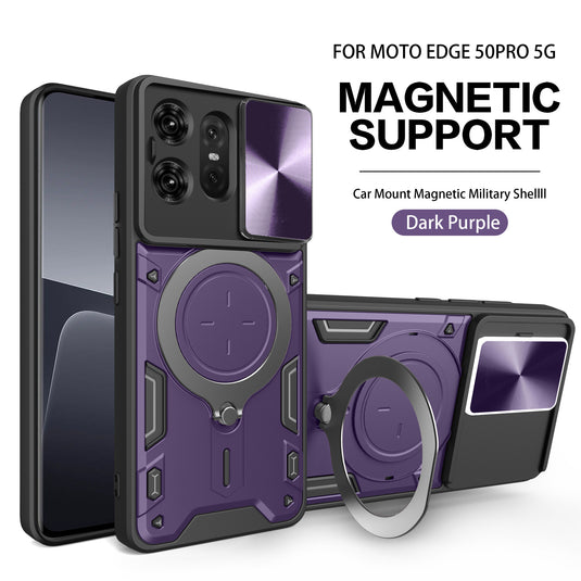 [Built-in Ring Bracket][With Slide Lens Cover] Motorola Moto Edge 50 Pro/Fusion/Neo/Ultra Minimalist Ultra-thin Shockproof Phone Stand Series Case