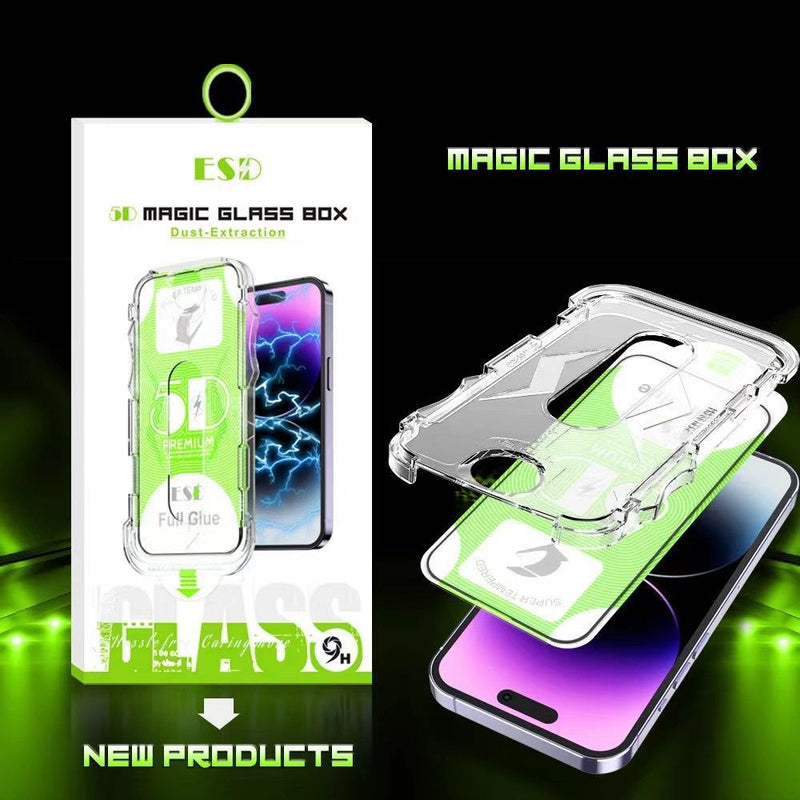 Load image into Gallery viewer, [Easy Automatic Fit Self-Installation Kit] ESD Magic Glass Box Apple iPhone 12/Mini/Pro/Max 9H Hardness Full Covered 9D Tempered Glass Screen Protector - Polar Tech Australia
