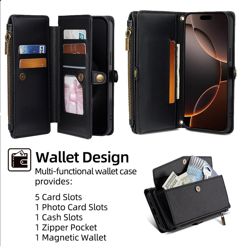 Load image into Gallery viewer, [With Lanyard][With Card Slot] Motorola Moto G 5G (2025) Leather Zipper Shockproof Wallet Series Case
