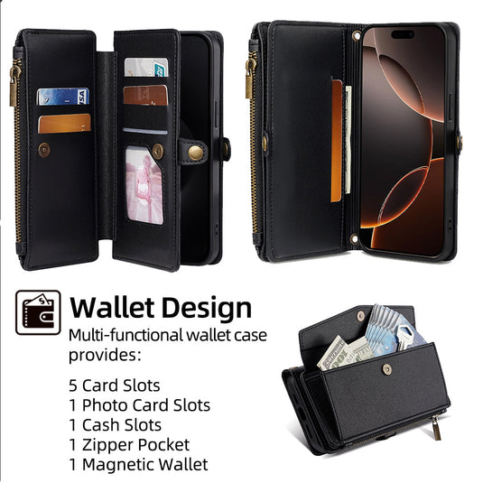 [With Lanyard][With Card Slot] Motorola Moto G 5G (2025) Leather Zipper Shockproof Wallet Series Case