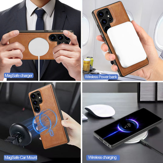 [Built-in Card Holder][Magsafe Compatible] Samsung S24/Ultra/Plus Magnetic Wireless Charging Drop-resistant Case