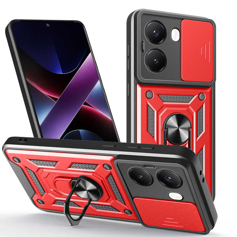 Load image into Gallery viewer, [With Slide Lens Cover] Xiaomi Redmi Turbo 4 Ring Bracket Shockproof Heavy Duty Series Case
