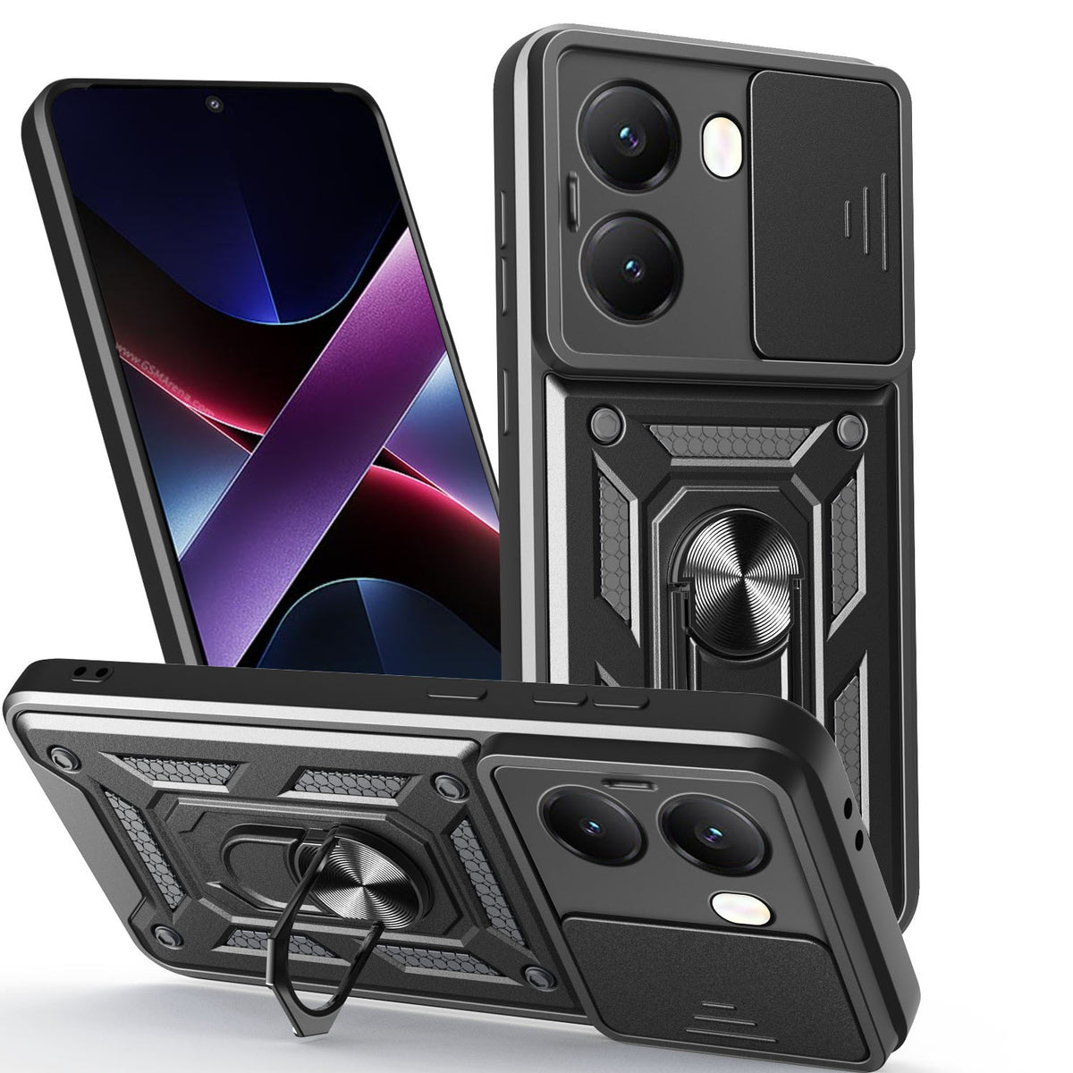 [With Slide Lens Cover] Xiaomi Redmi Turbo 4 Ring Bracket Shockproof Heavy Duty Series Case - i-Station Mobile Phone & Electronic Device Repair and Accessories