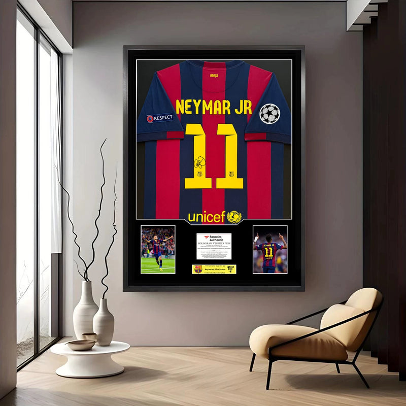 Load image into Gallery viewer, Neymar FC Barcelona Framed Jersey Display (60×80cm) – Facsimile Signature Edition - i-Station Mobile Phone &amp; Electronic Device Repair and Accessories
