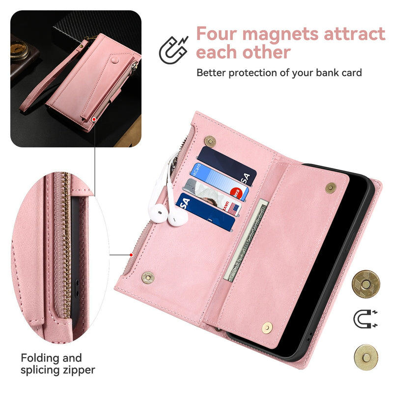 Load image into Gallery viewer, [With Lanyard][With Card Slot] Motorola Moto Edge 20 Lite Leather Zipper Shockproof Wallet Series Case
