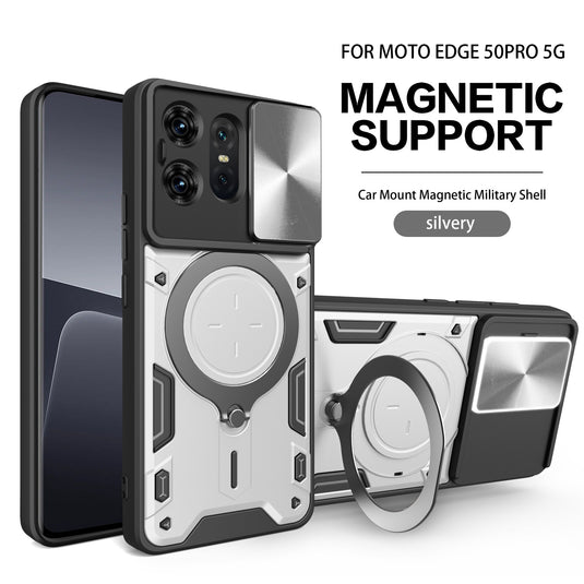 [Built-in Ring Bracket][With Slide Lens Cover] Motorola Moto Edge 50 Pro/Fusion/Neo/Ultra Minimalist Ultra-thin Shockproof Phone Stand Series Case