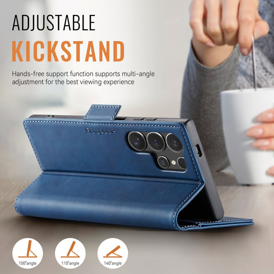 [With Card Slot] Samsung Galaxy S25/Plus/Ultra/Edge - Premium Leather Shockprppf Flip Case