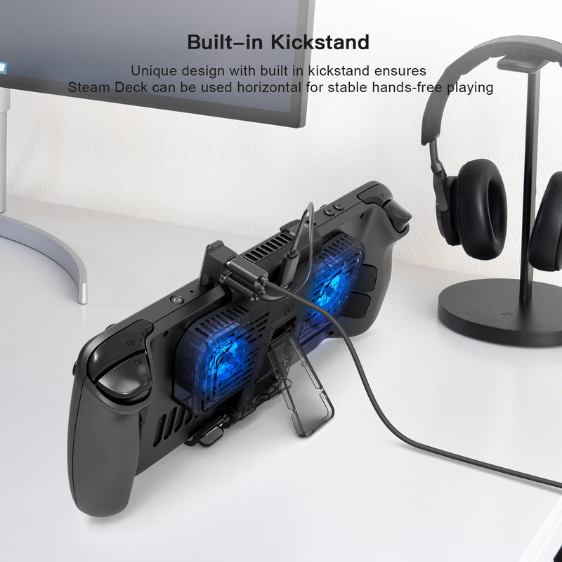 Load image into Gallery viewer, [Built-in Stand] Steam Deck &amp; OLED - Cooling Fan with Dual Type-C Adapter - i-Station Mobile Phone &amp; Electronic Device Repair and Accessories

